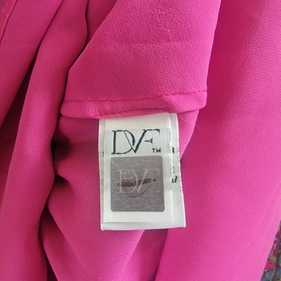 Diane von‎ Furstenberg Parry Dress Women 4 Pink Silk Geometric Floral Mini Boho - Picture 12 of 15